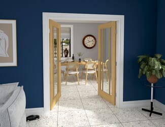 Oak Lincoln Clear Glazed Internal French Doors