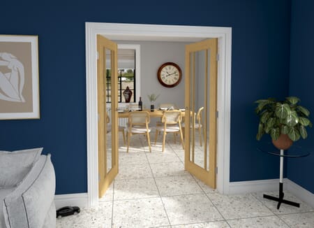 Oak Lincoln Clear Glazed Internal French Doors