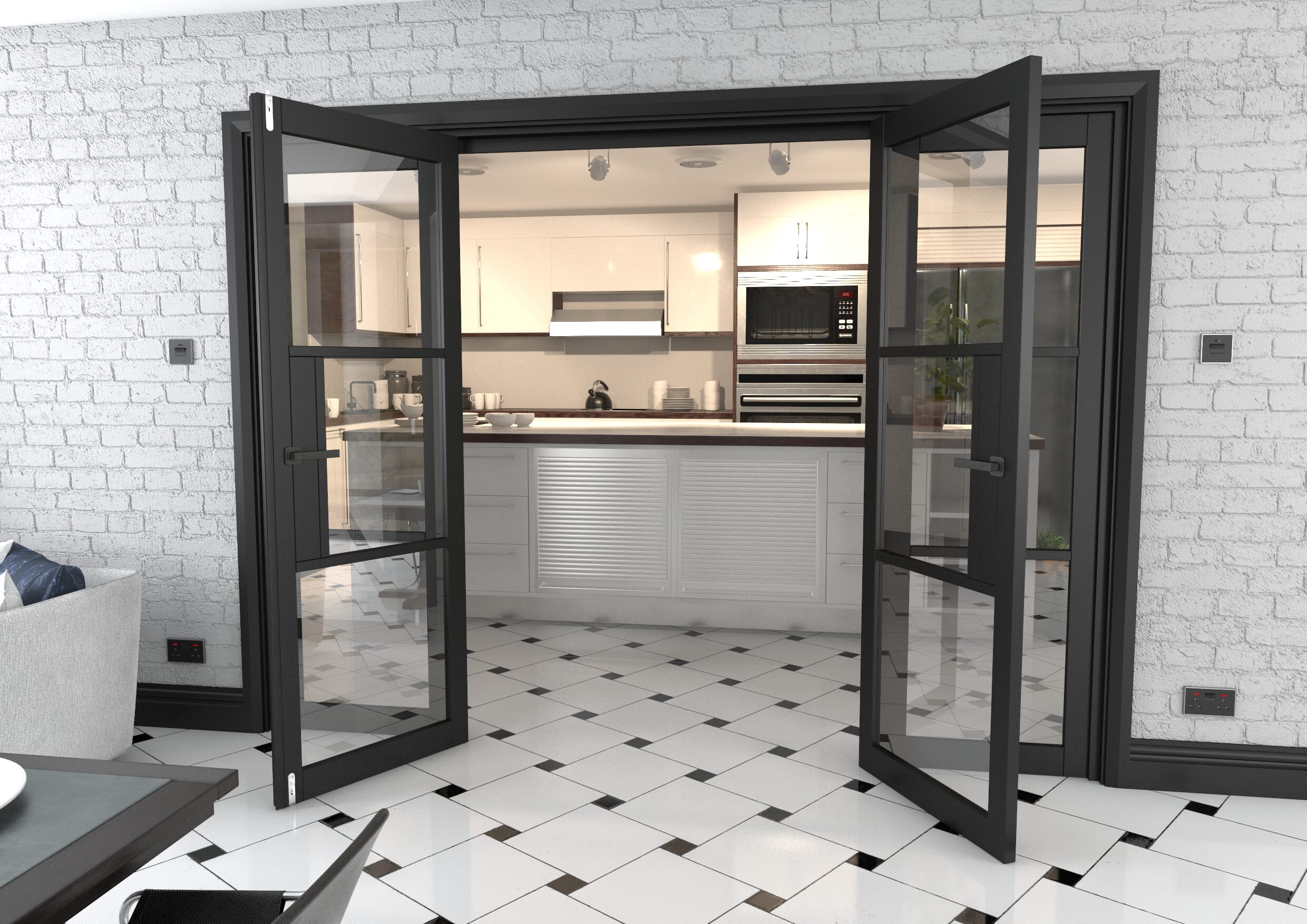 Heritage Black Glazed Prefinished Internal French Doors