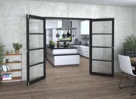 Black Kensington 4L Clear Glass Prefinished French Door Set