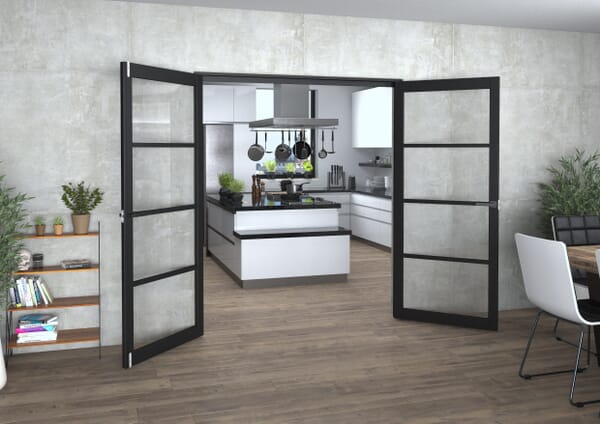 Black Kensington 4L Clear French Door Set 2460mm(W) x 2021mm(H)