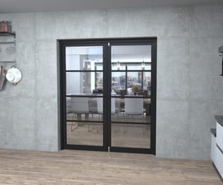 Black Kensington 4L Clear Glass Prefinished French Door Set