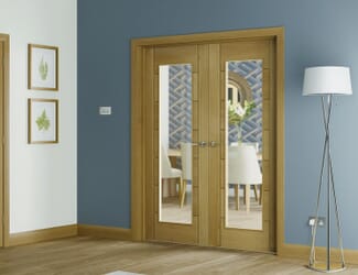 Palermo Oak Rebated Pair - Clear Glass Internal Doors