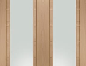 1067x1981x40mm (42") Palermo Oak Pair - Clear Glass Door