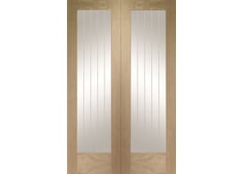 1067x1981x40mm (42") Suffolk Oak Pattern 10 Pair - Clear Etched Glass Door Image