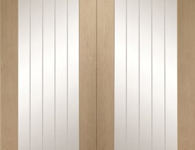 1067x1981x40mm (42") Suffolk Oak Pattern 10 Pair - Clear Etched Glass Door