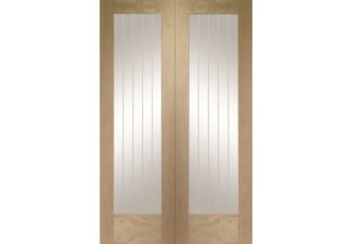 1168x1981x40mm (46") Suffolk Oak Pattern 10 Pair - Clear Etched Glass Door