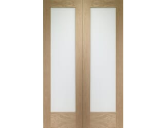 Pattern 10 Door Rebated Pair Oak - Clear Glass Internal Doors
