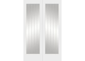 1168x1981x40mm (46") Suffolk White 1l Pair - Clear Etched Glass Door Image