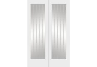 1168x1981x40mm (46") Suffolk White 1L Pair - Clear Etched Glass Door