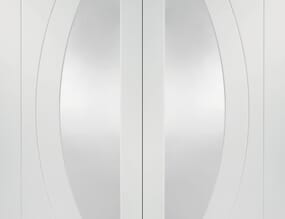 1168x1981x40mm (46") Salerno White Pair - Clear Glass Door