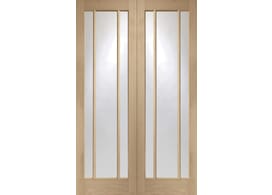 1981x1067x40mm (42") Worcester Pair Oak - Clear Glass Door Image