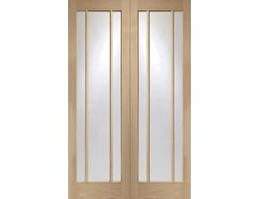 Worcester Rebated Pair Oak - Clear Glass Internal Doors