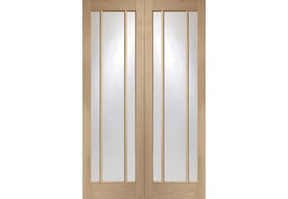 1981x1067x40mm (42") Worcester Pair Oak - Clear Glass Door