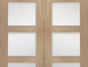 1981x1067x40mm Shaker Oak Pair - Clear Glass Door