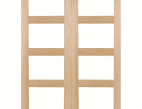 1208x1981x35mm Oak Shaker 4L Clear Glazed Rebated Pair Internal Doors