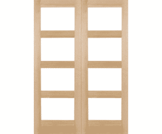 Oak Shaker 4L Clear Glazed Rebated Internal Door Pairs
