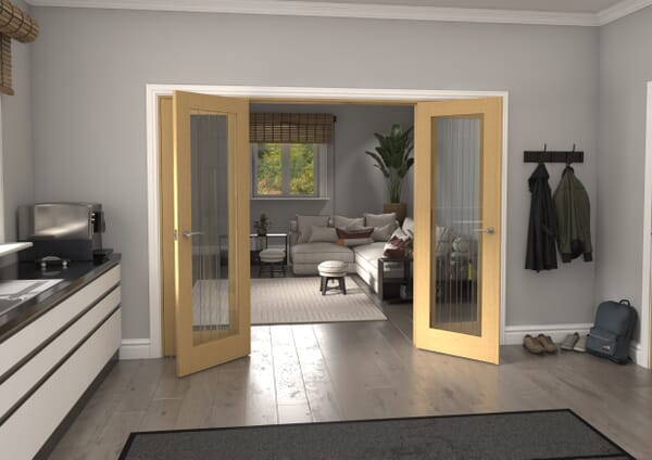 2684x2021x133mm Mexicano P10 Glazed Oak Prefinished French Door Set