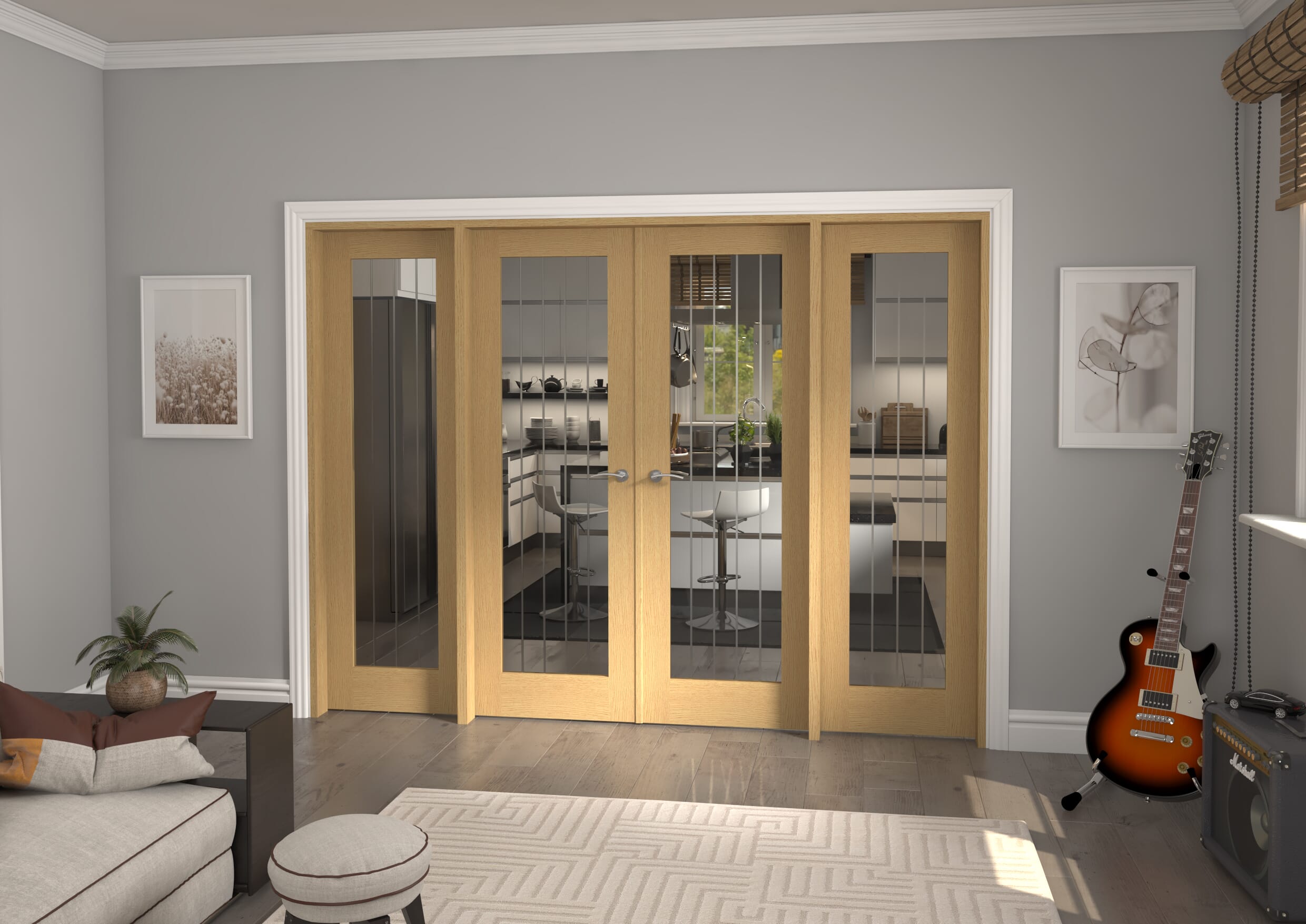 Mexicano P10 Glazed Oak Prefinished French Door Set