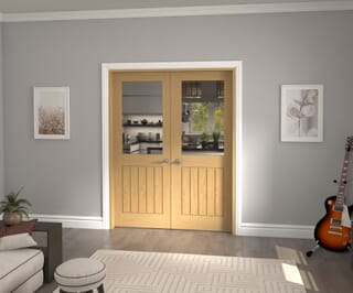 Mexicano Clear Glazed Oak French Door Set