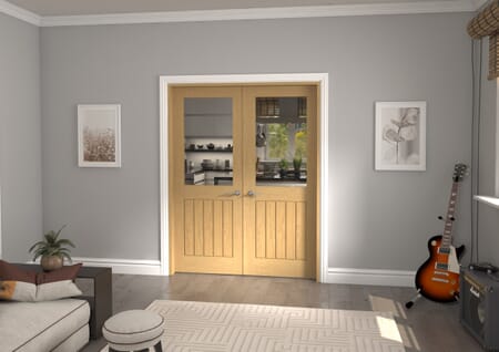 Mexicano Clear Glazed Oak Prefinished French Door Set