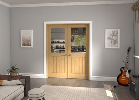 Mexicano Clear Glazed Oak Prefinished French Door Set
