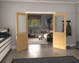 Mexicano Clear Glazed Oak Prefinished French Door Set