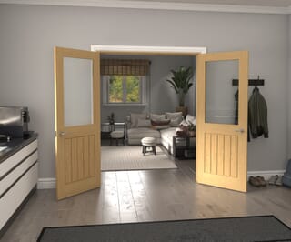 Mexicano Clear Glazed Oak Prefinished French Door Set