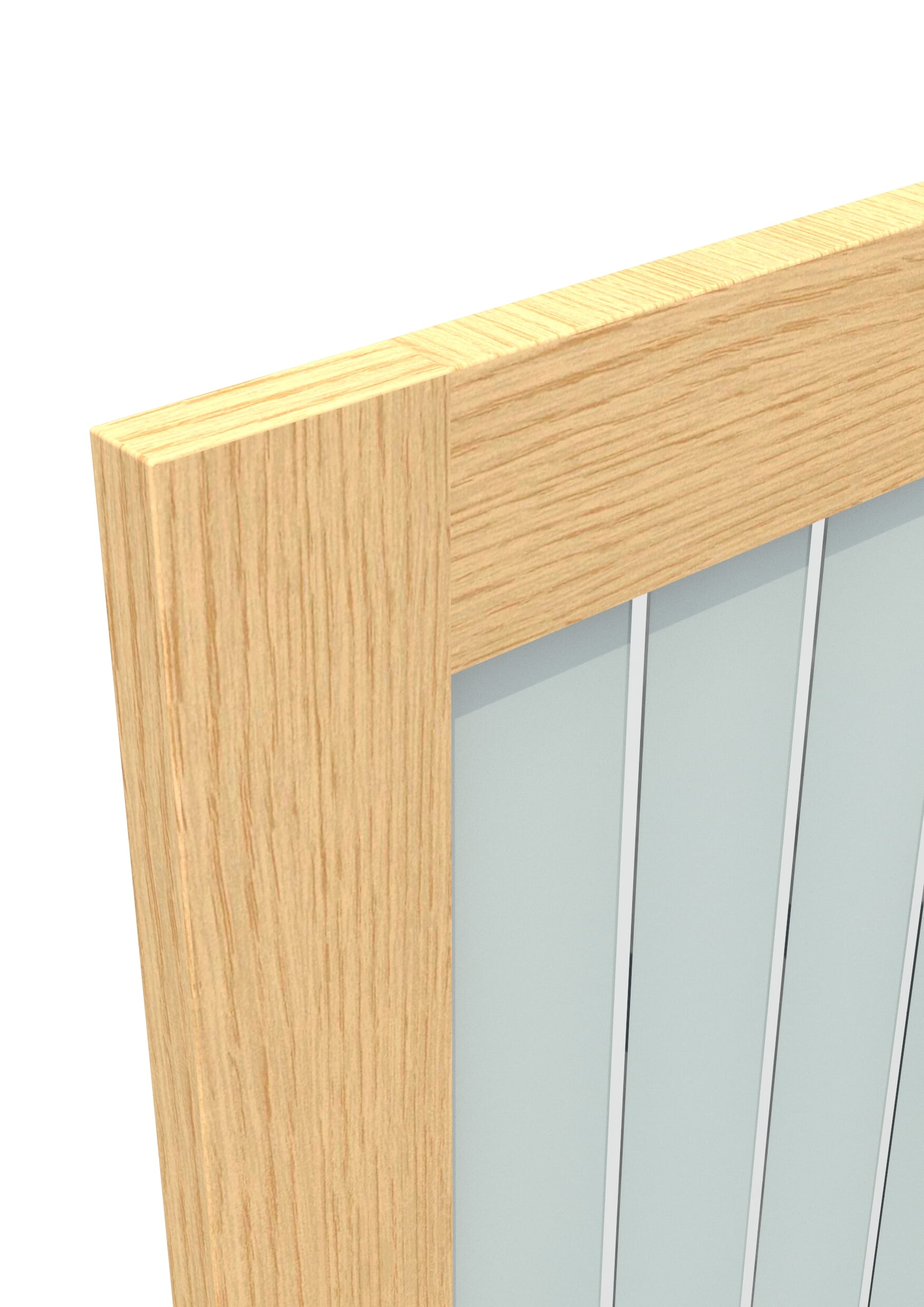 1426x2021x133mm Mexicano Frosted Glass with Clear Lines Oak French Door Set
