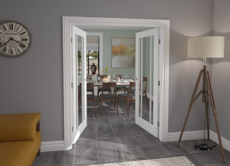 White Lincoln Clear Glazed French Door Set