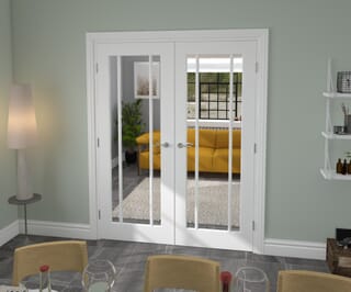 White Lincoln Clear Glazed French Door Set
