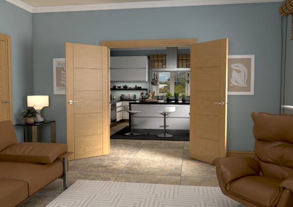 1122x2021x133mm Iseo Oak Prefinished French Door Set