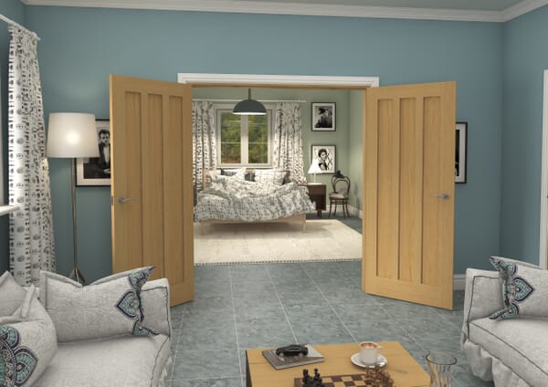 1276x2021x133mm Aston Oak French Door Set