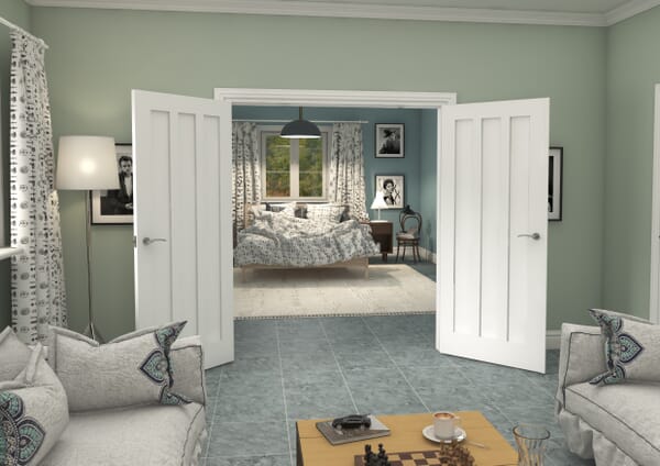 1426x2021x133mm Aston White French Door Set