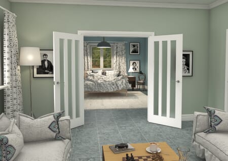 Aston White Frosted Glazed French Door Set