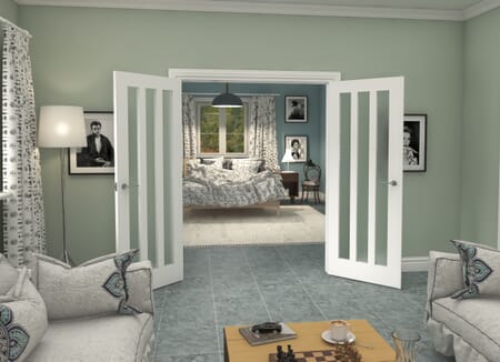 Aston White Frosted Glazed French Door Set