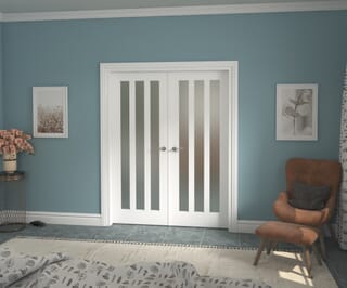 Aston White Frosted Glazed French Door Set