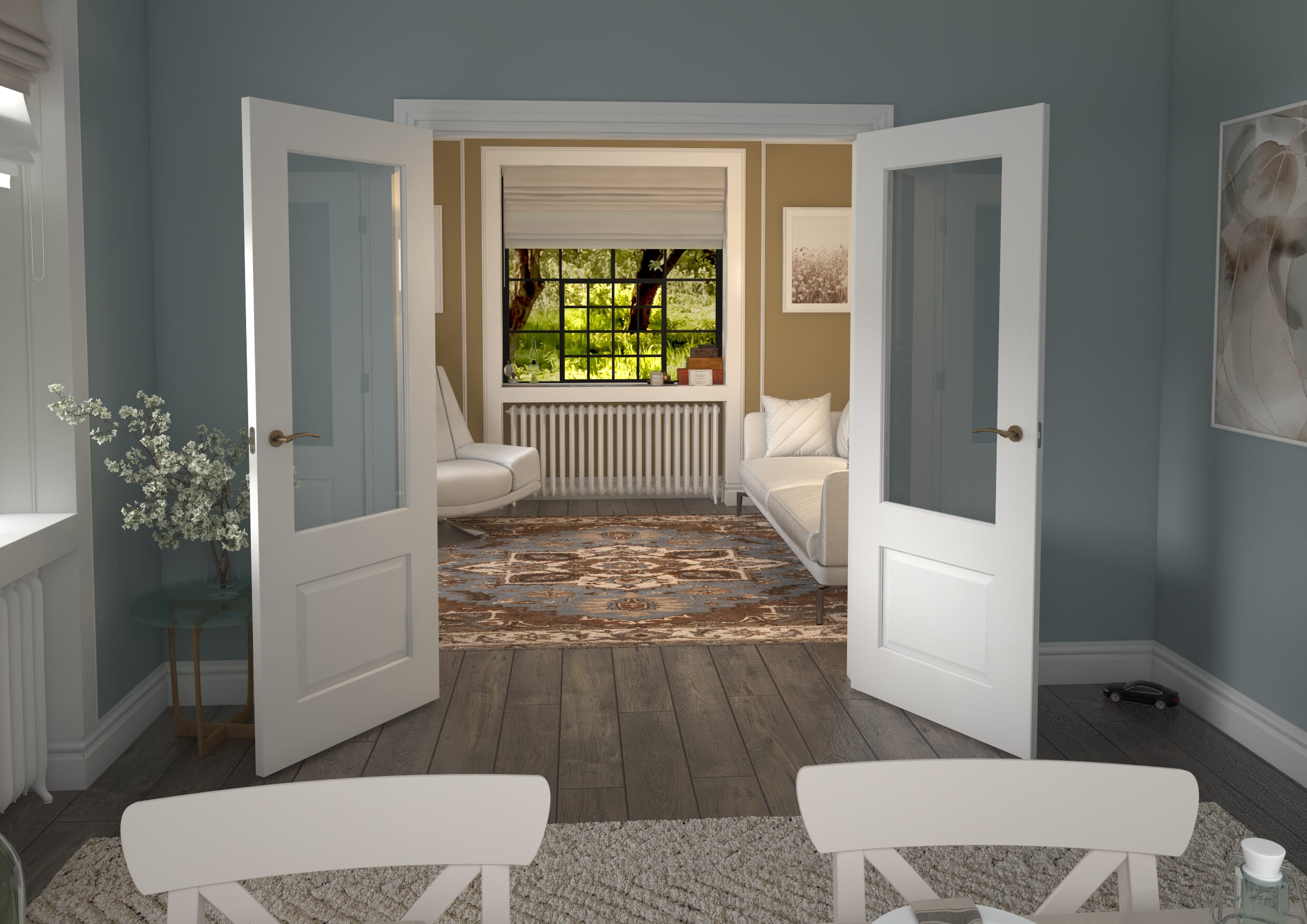 Grange White Clear Glazed French Door Set