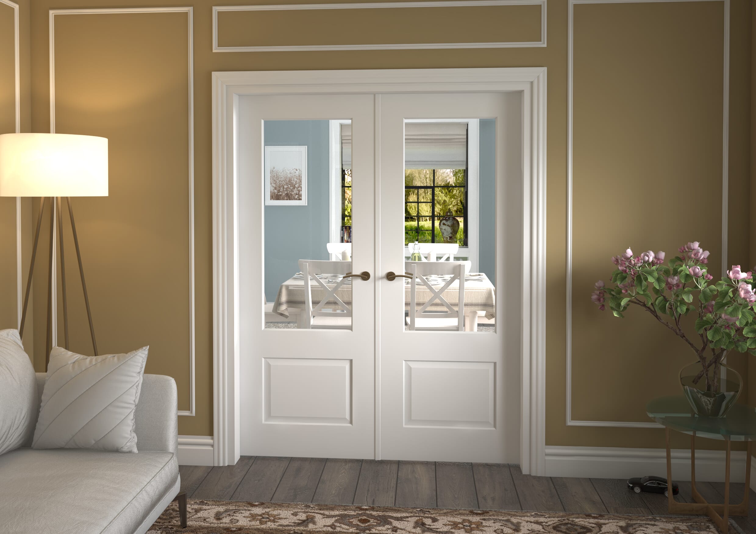 Grange White Clear Glazed French Door Set