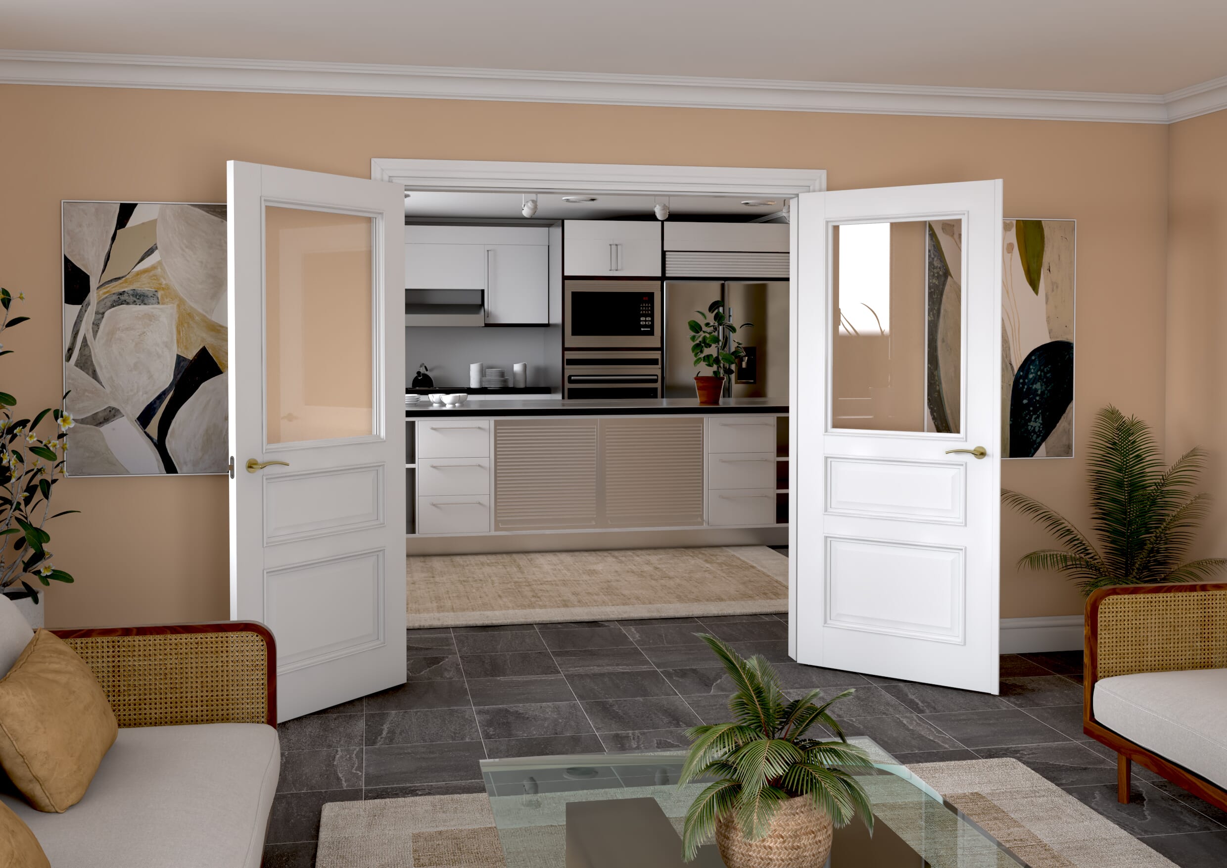 Kent White Clear Glazed French Door Set