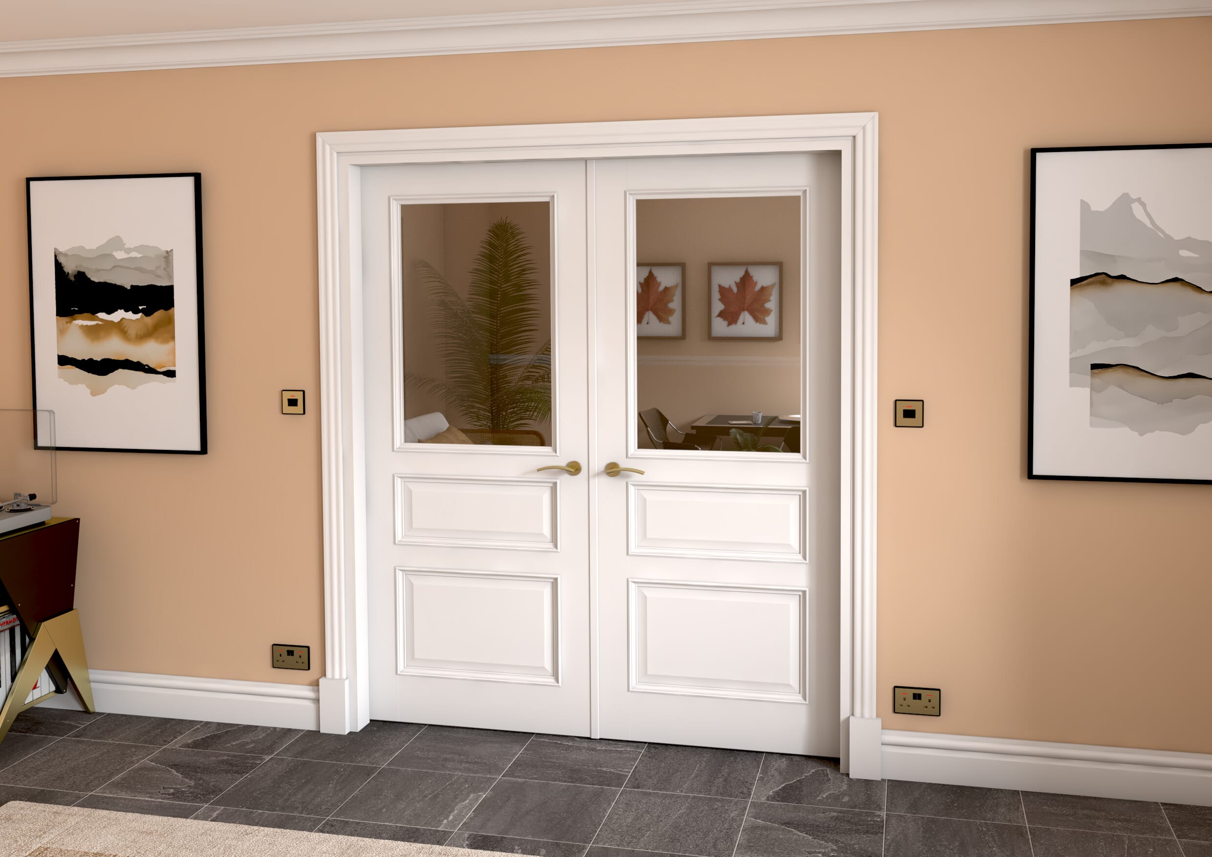 Kent White Clear Glazed French Door Set