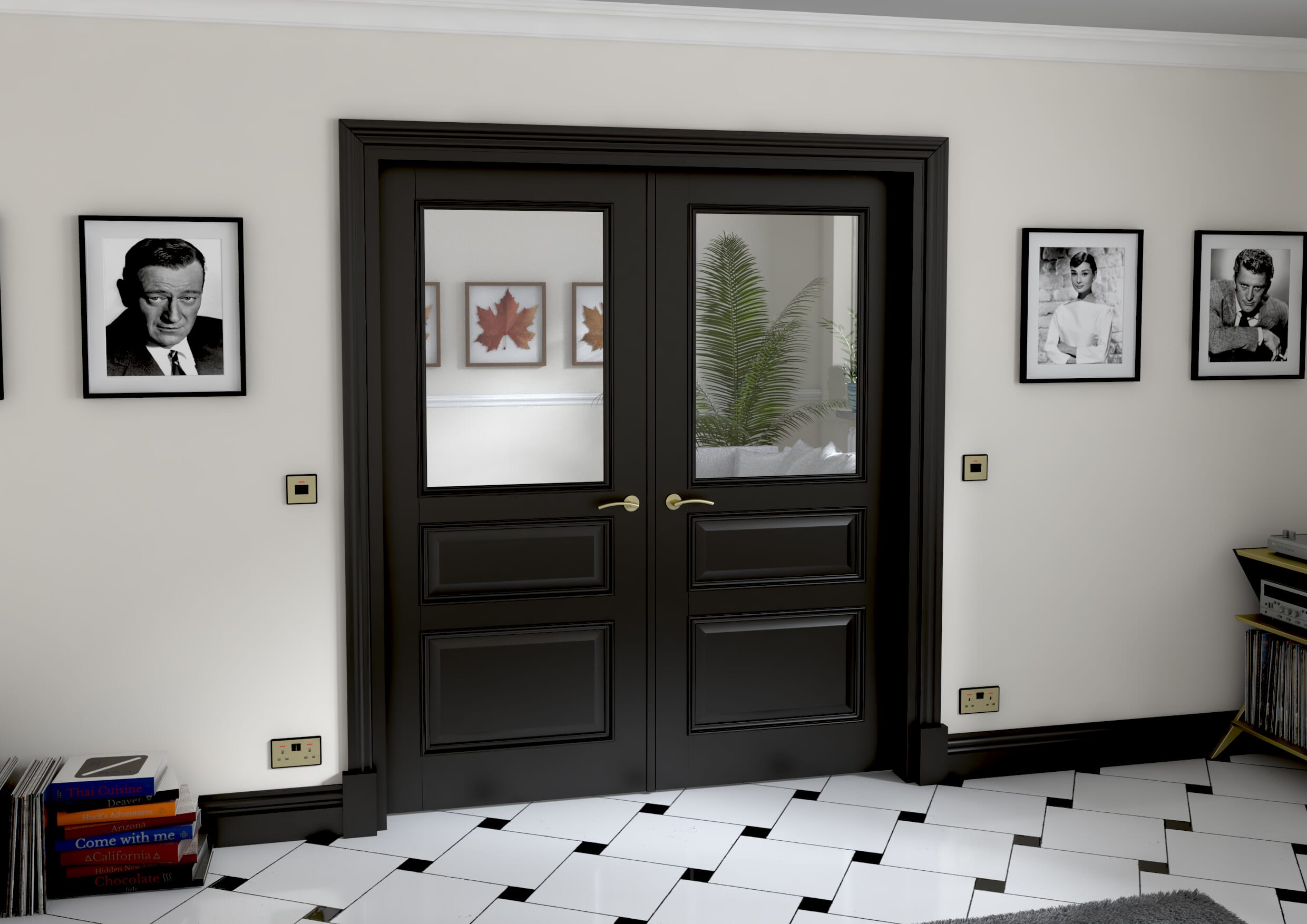 Kent Black Clear Glazed Prefinished French Door Set