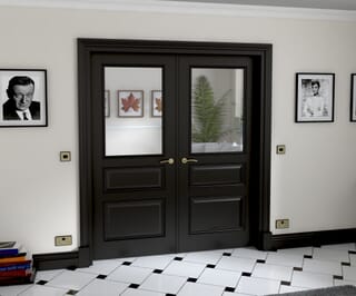 Kent Black Clear Glazed Prefinished French Door Set