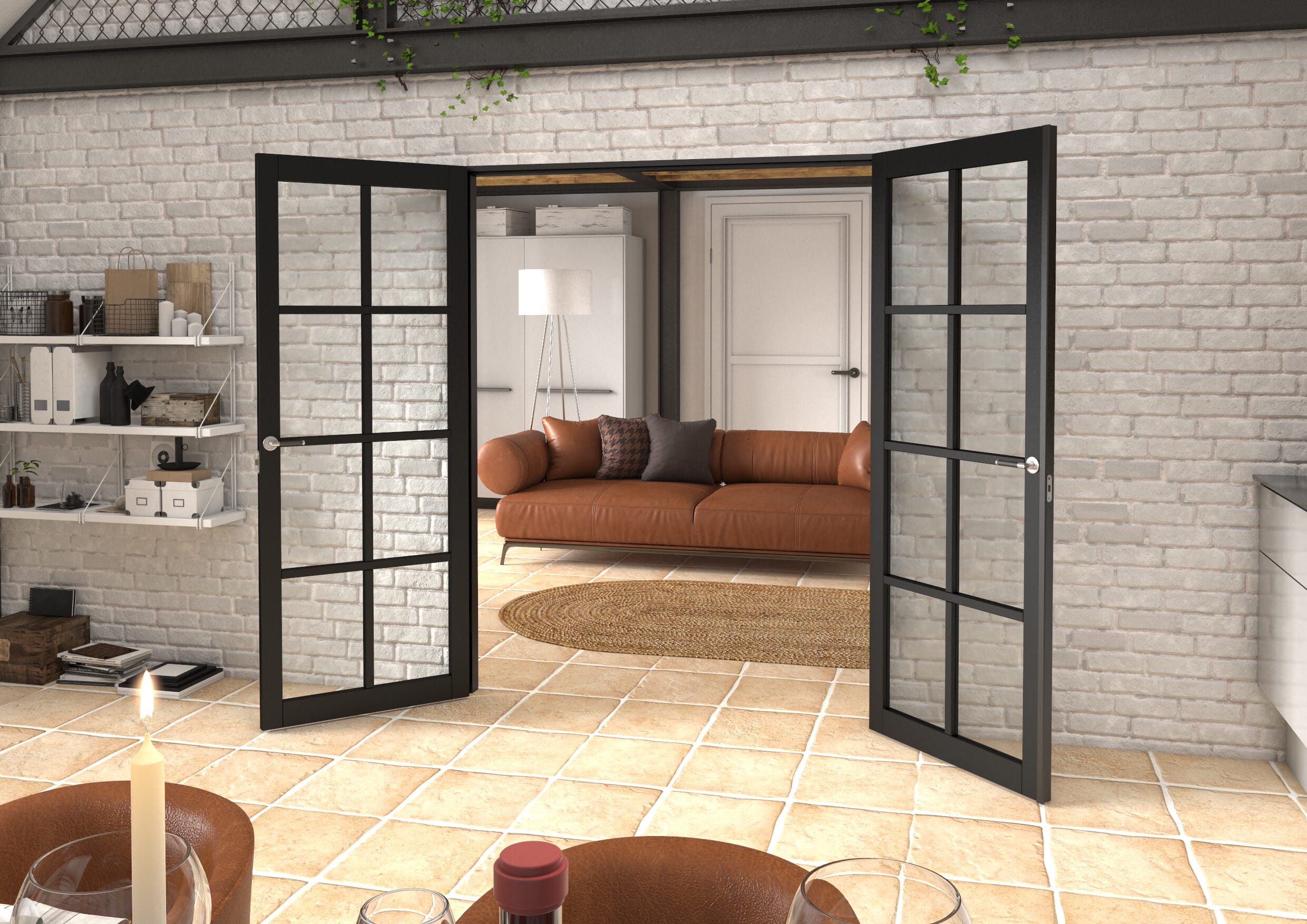 Mayfair Black Clear Glazed Prefinished French Door Set