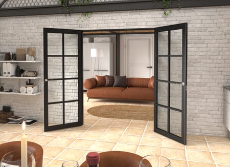 Mayfair Black Clear Glazed Prefinished French Door Set