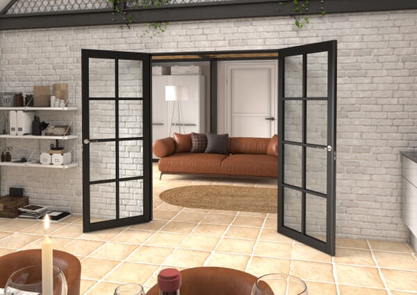 1732x2021x133mm Mayfair Black Clear Glazed French Door Set