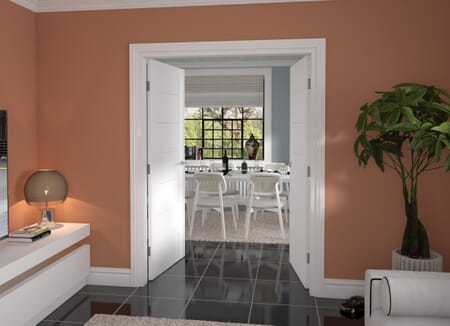Modern 7 Panel White French Door Set