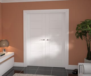 Modern 7 Panel White French Door Set