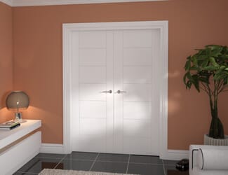 Modern 7 Panel White French Door Set