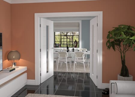 Modern 7 Panel White Clear Glazed French Door Set